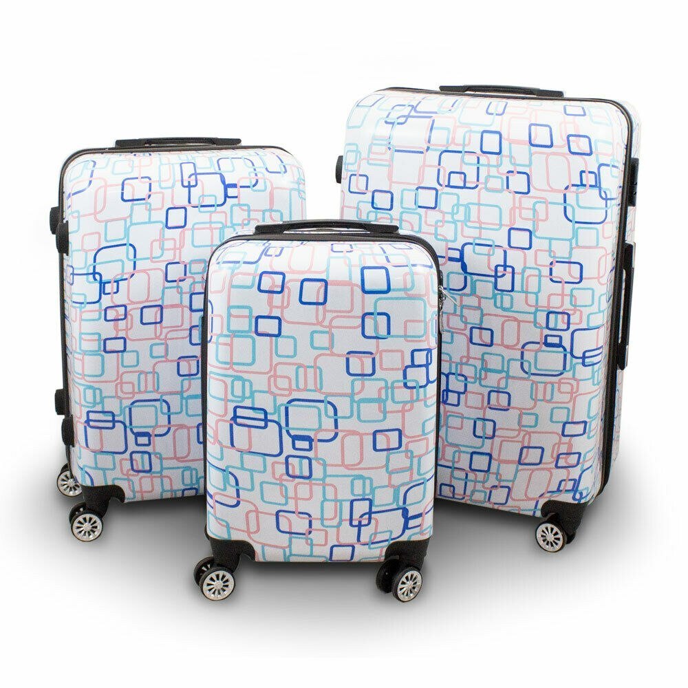 Zestaw Walizek Poliwęglanowe W Kwadraty MOVEMANIA Lonar 77 x 53 x 30 cm - Białe